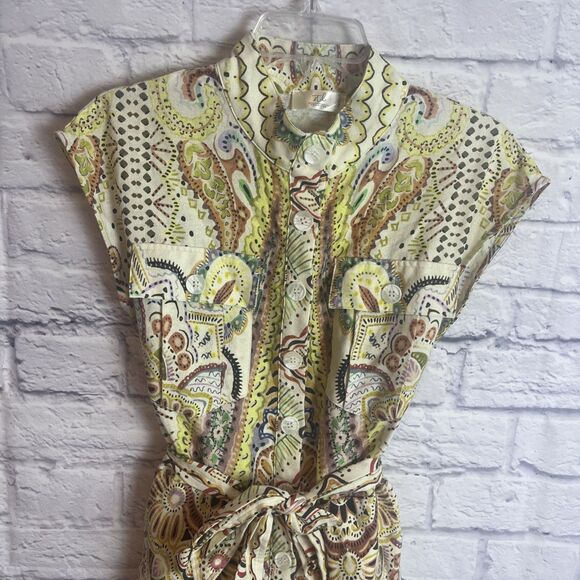 Stile Collection Women’s Earthy Boho Belted Linen Blend  Romper Size Small - Picture 3 of 9